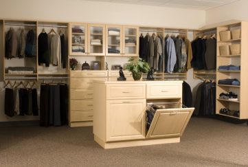 Custom walk-in closet showroom storage system